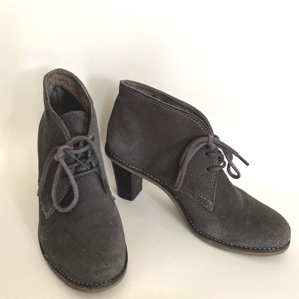 Grey Suede Lace Up Ankle Boots